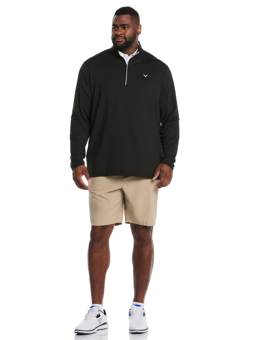 Big & Tall Solid Sun 1/4 Zip Pullover (Caviar) 