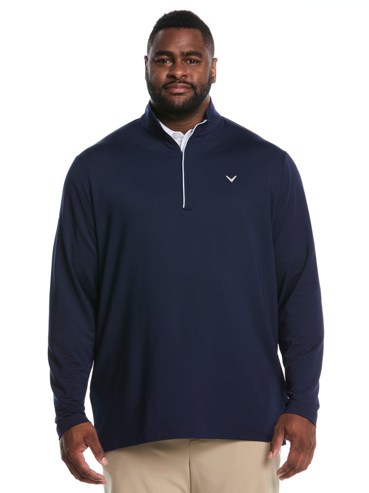 Big & Tall Solid Sun 1/4 Zip Pullover (Peacoat) 