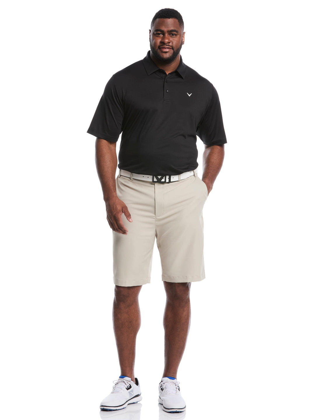 Big & Tall Solid Swing Tech Golf Polo Shirt (Caviar) 