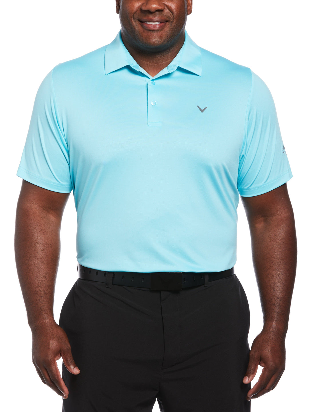 Big & Tall Solid Swing Tech Golf Polo Shirt (Santorini Blue) 
