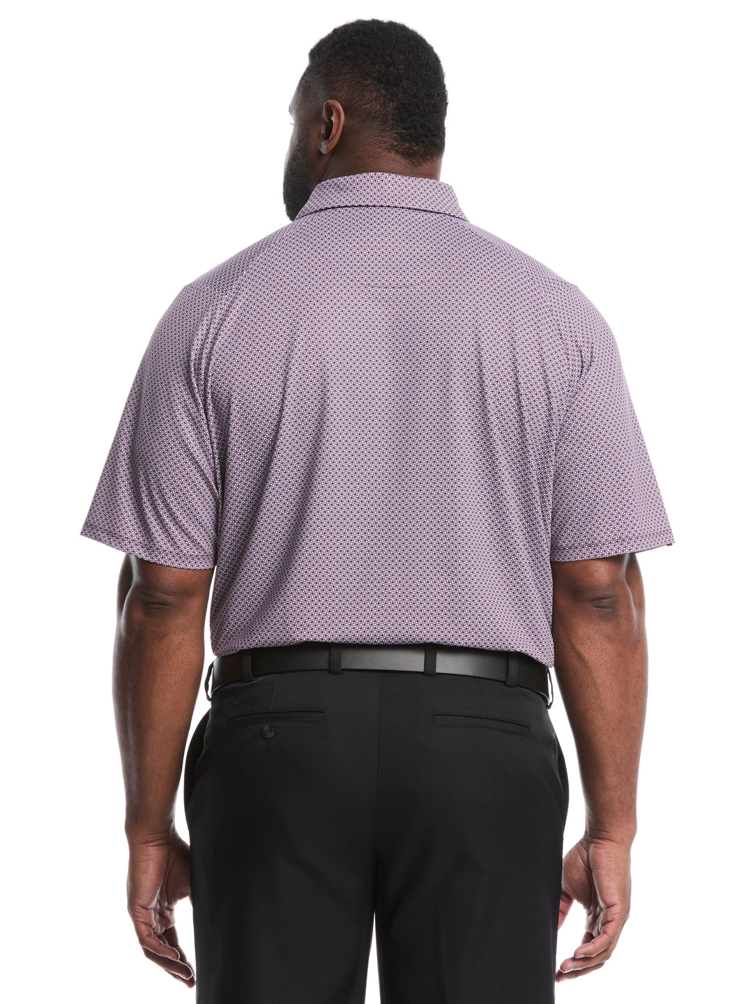 Big & Tall Textured Chevron Print Golf Polo (Grape Wine) 