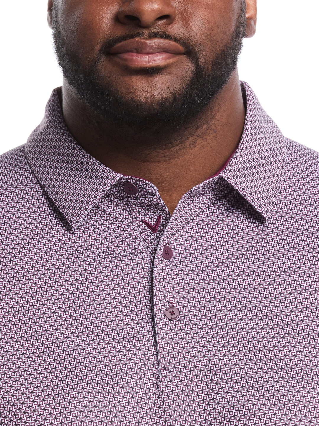 Big & Tall Textured Chevron Print Golf Polo (Grape Wine) 
