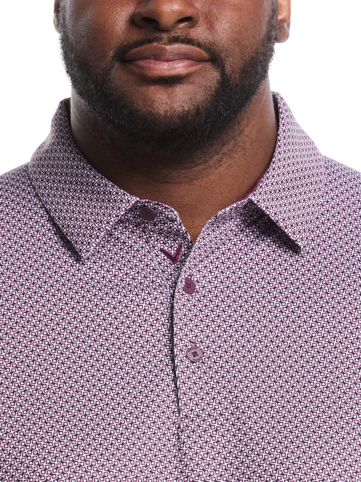Big & Tall Textured Chevron Print Golf Polo (Grape Wine) 