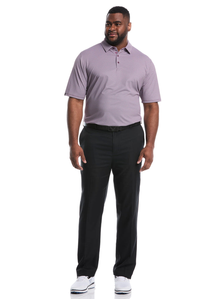 Big & Tall Textured Chevron Print Golf Polo (Grape Wine) 