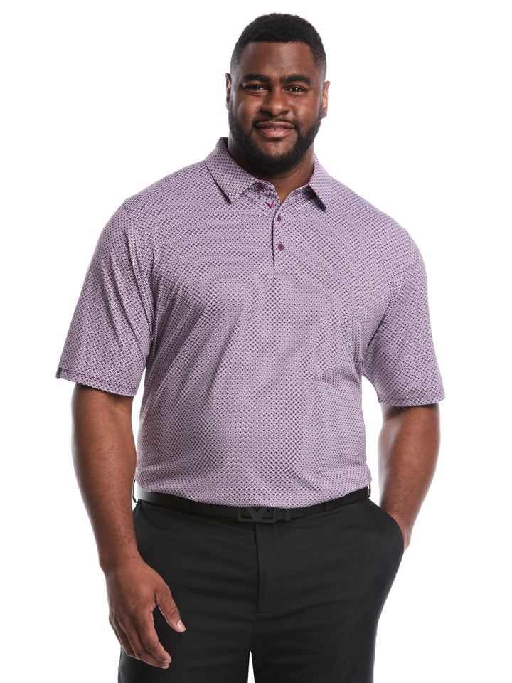 Big & Tall Textured Chevron Print Golf Polo (Grape Wine) 