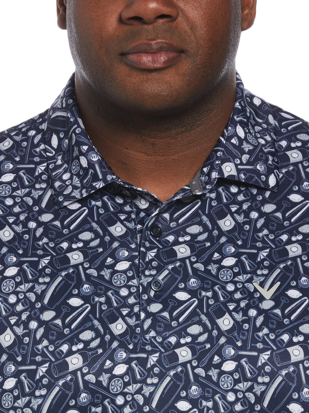 Big & Tall Short Sleeve All Over Tee Time Print Polo-Polos-Callaway