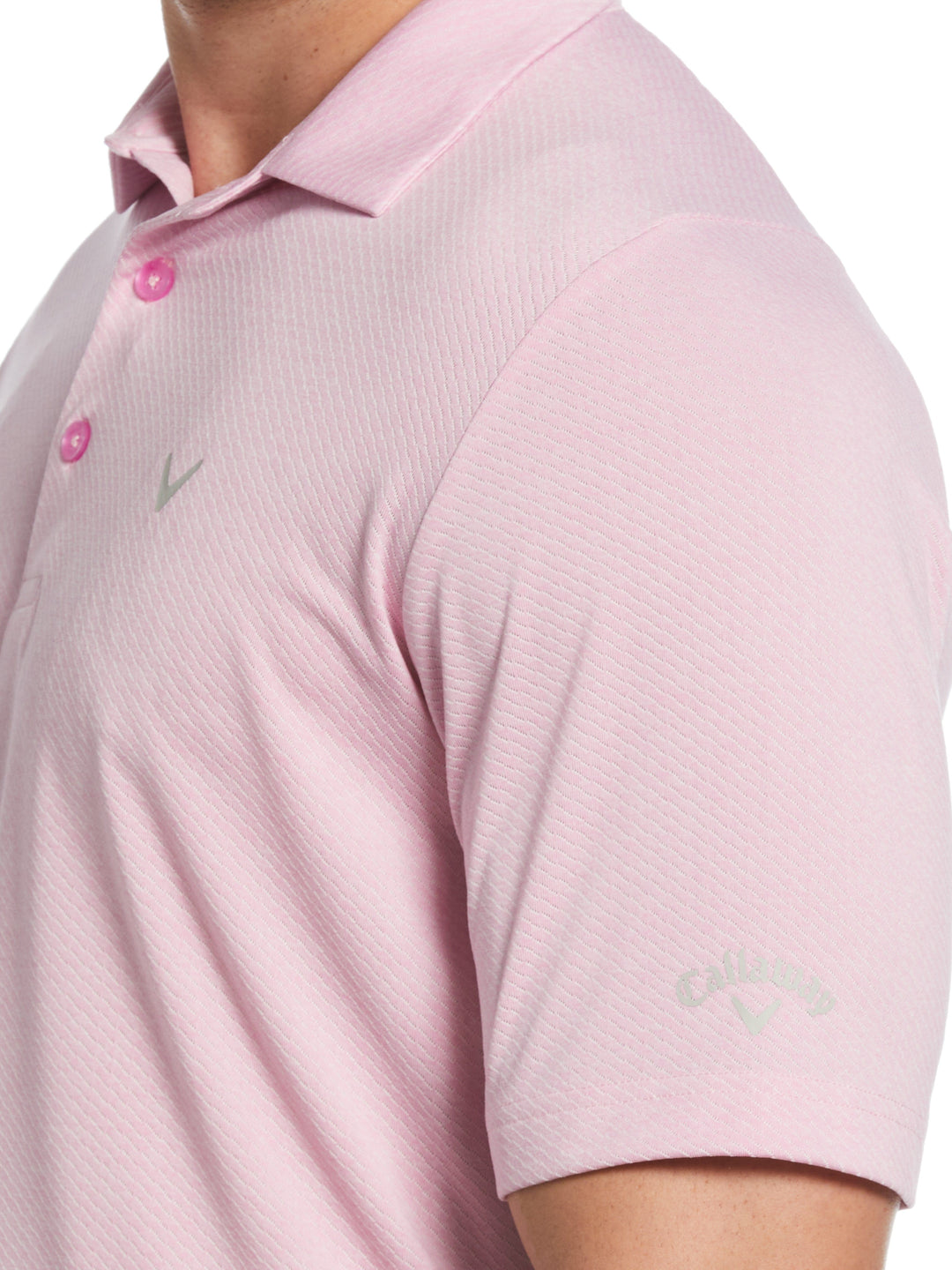 Short Sleeve All Over Tee Time Print Polo (Pink Sunset Htr) 