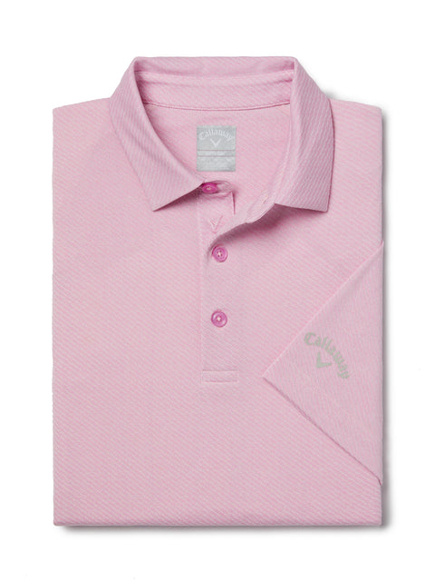 Short Sleeve All Over Tee Time Print Polo (Pink Sunset Htr) 