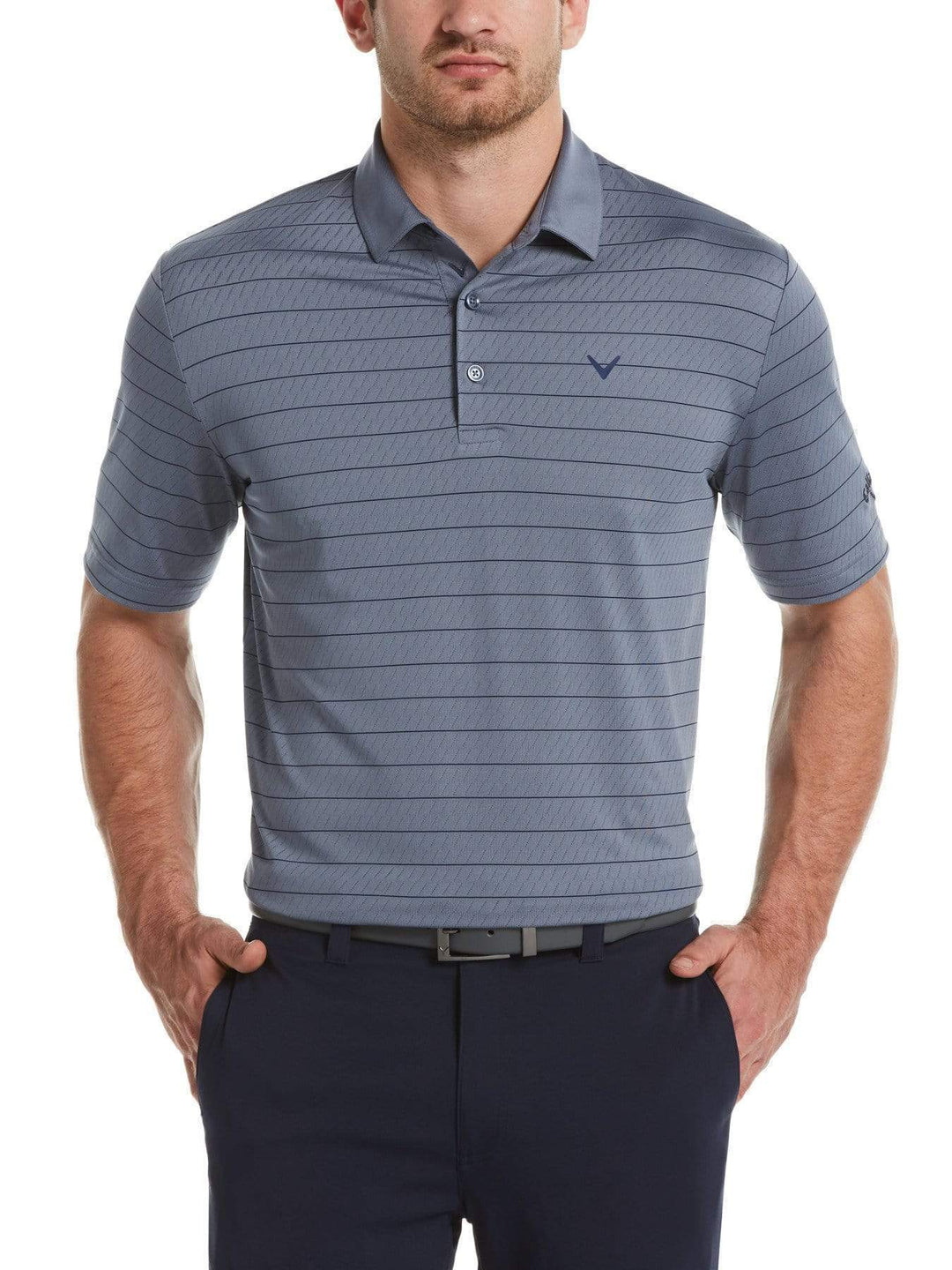 Big & Tall Ventilated Stripe Polo-Polos-Callaway Apparel