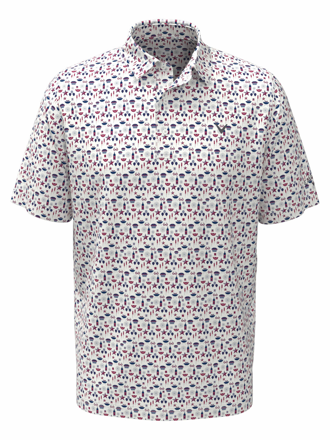 Boys Americana Print Polo (Bright White) 