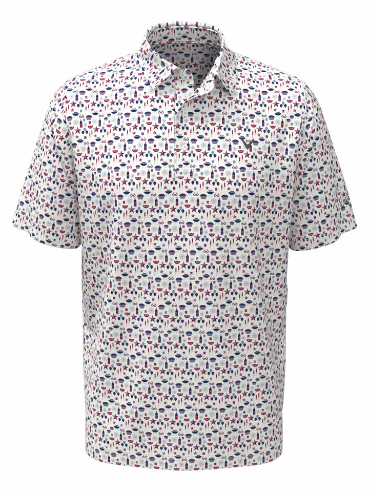 Boys Americana Print Polo (Bright White) 