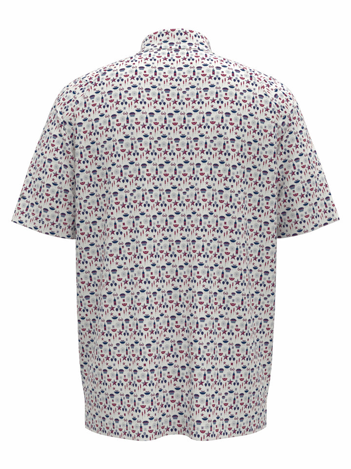 Boys Americana Print Polo (Bright White) 