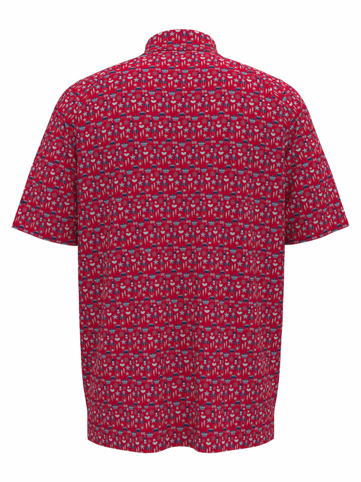 Boys Americana Print Polo (Lychee) 