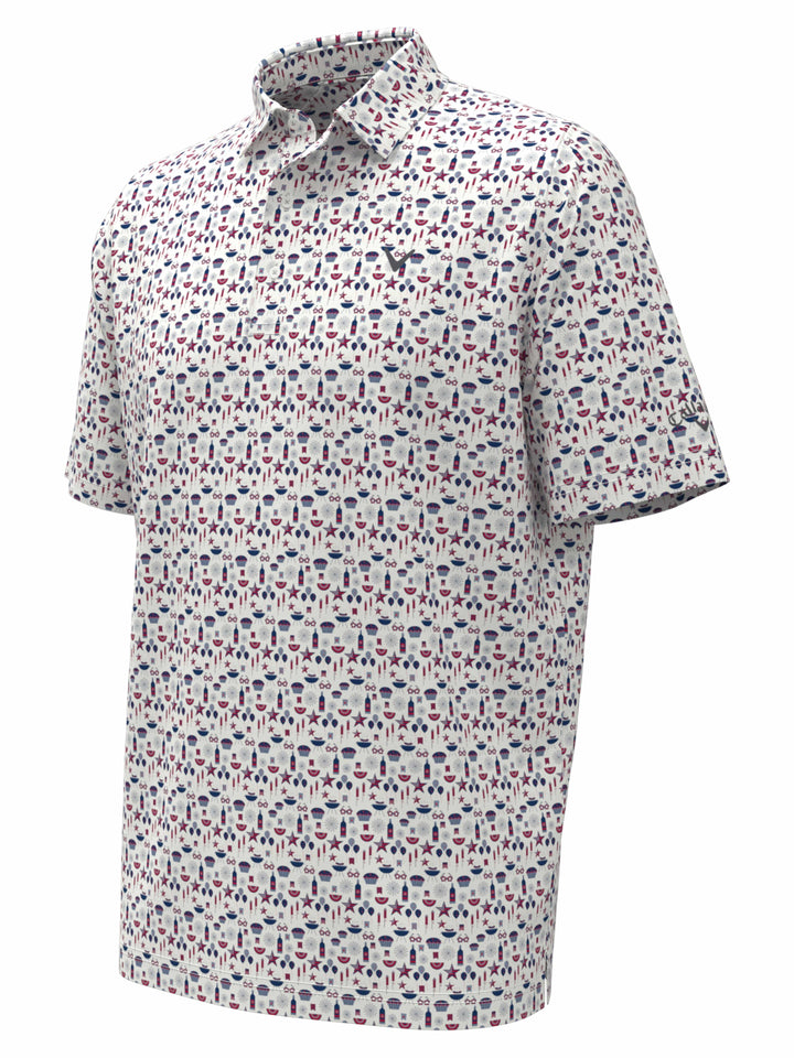 Boys Americana Print Polo (Bright White) 