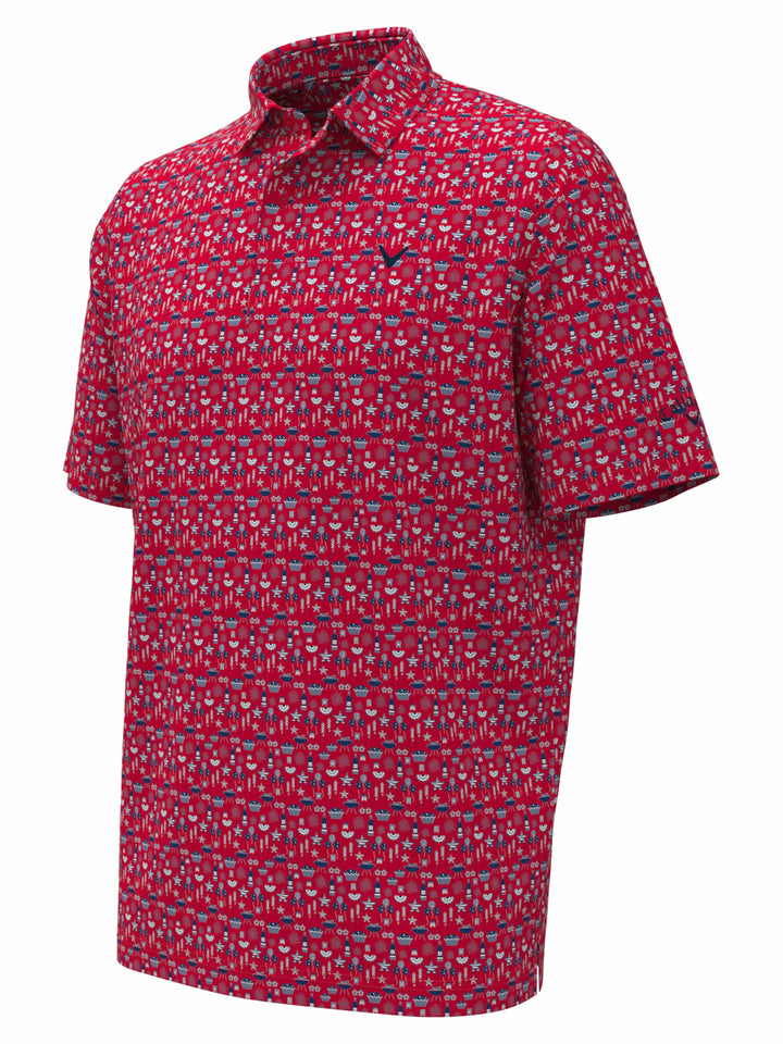 Boys Americana Print Polo (Lychee) 