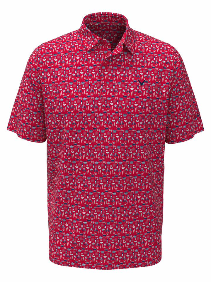 Boys Americana Print Polo (Lychee) 
