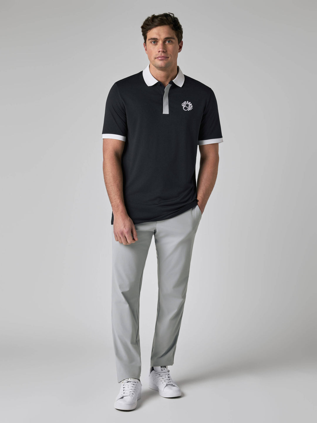 Callaway Legacy Collection™ Blocked Logo Collar Golf Polo-Polos-Anthracite-S-Callaway