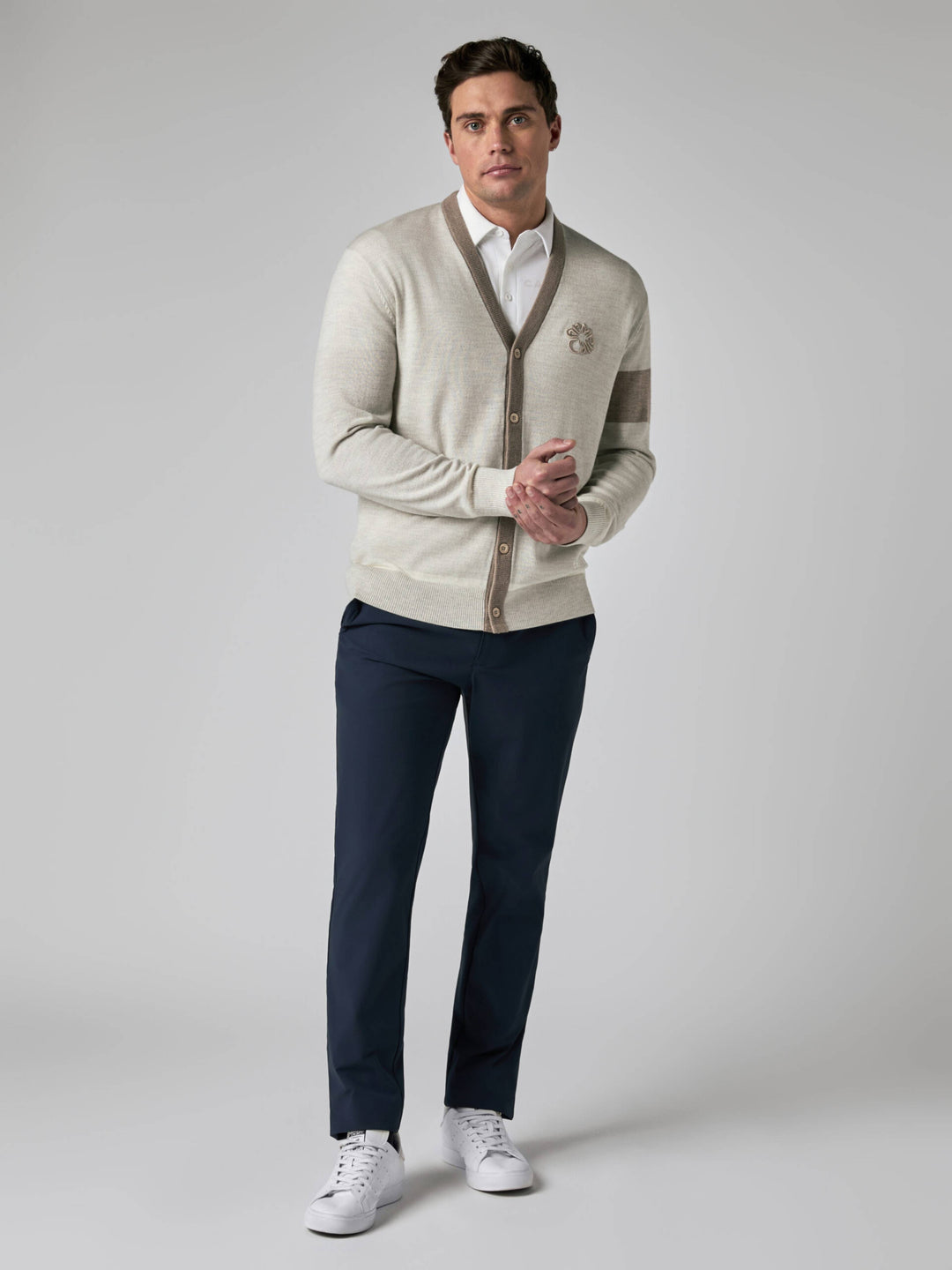 Callaway Men's Golf Legacy Collection Color Block Cardigan Sweater, Large, Fields Of Rye Htr/Beige, 100% merino wool, Solid Callaway Men's Golf Legacy Collection Color Block Cardigan Sweater, Large, Fields Of Rye Htr/Beige, 100% merino wool, Solid
