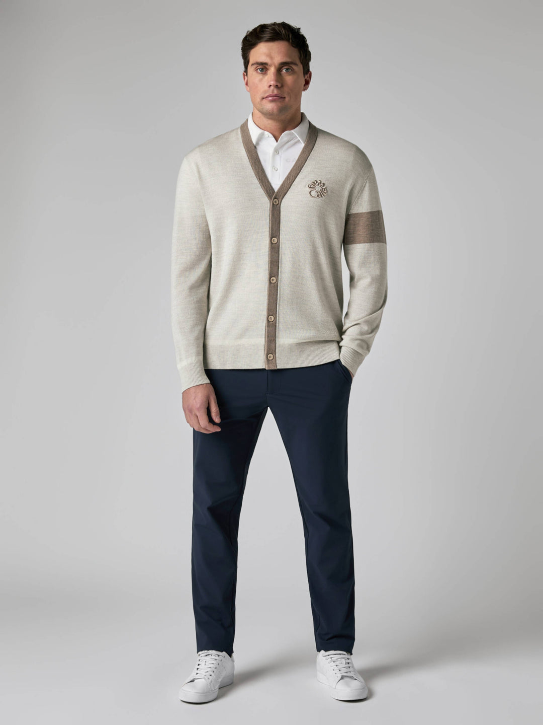 Callaway Legacy Collection™ Mens Color Block Golf Cardigan Sweater-Sweaters-Fields Of Rye Htr-RT-S-Callaway