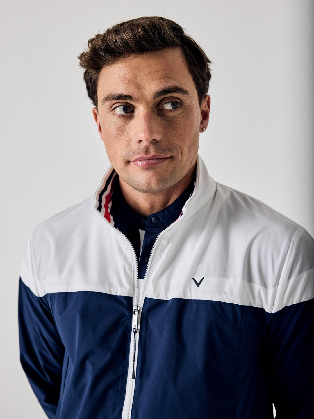 Callaway Legacy Collection™ Mens Logo Color Block Golf Jacket-Jackets-Medieval Blue-S-Callaway