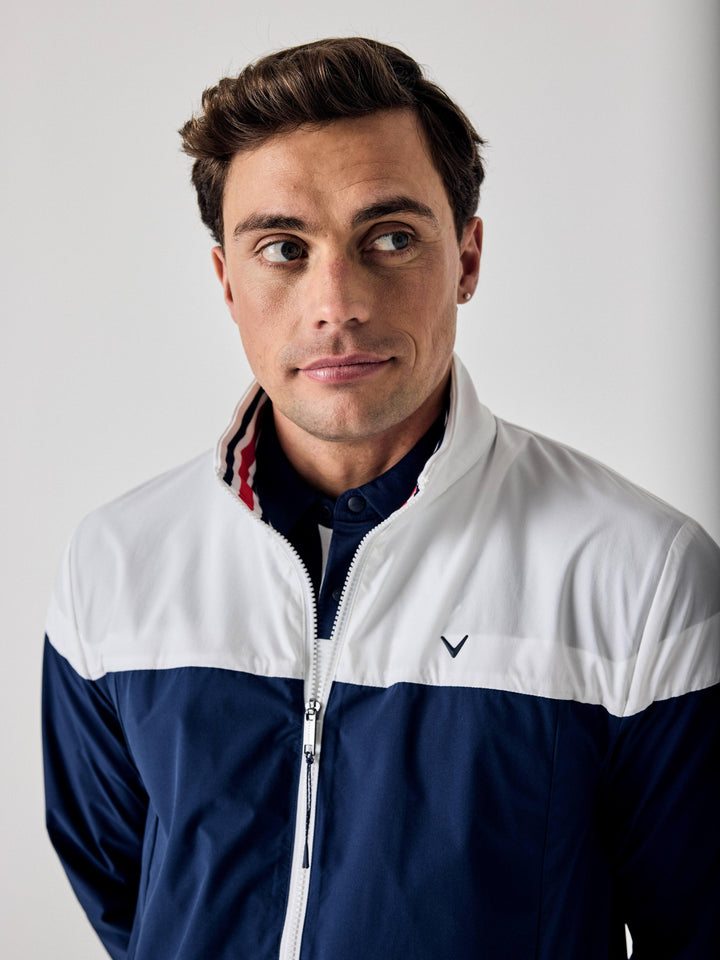 Callaway Legacy Collection™ Mens Logo Color Block Golf Jacket-Jackets-Medieval Blue-S-Callaway