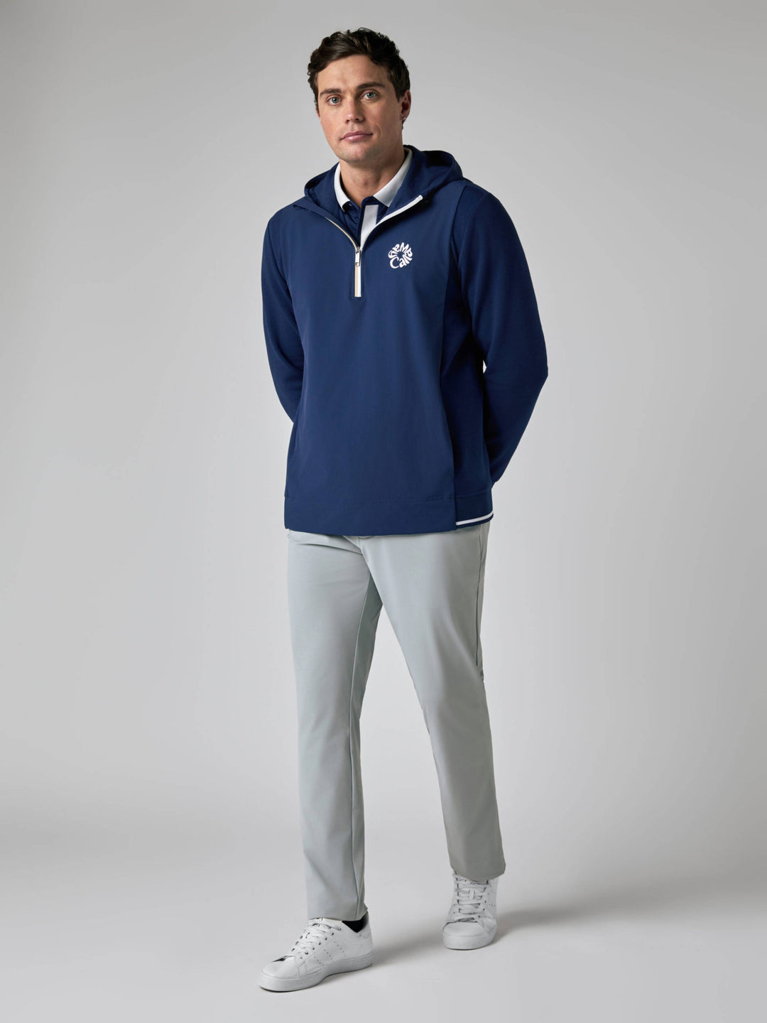 Callaway Legacy Collection™ Mens Mixed Media Hooded Quarter-Zip Golf Base Layer-Jackets-Callaway