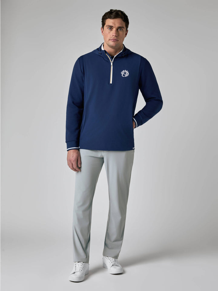 Callaway Legacy Collection™ Mens Mixed Media Hooded Quarter-Zip Golf Base Layer-Jackets-Medieval Blue-S-Callaway