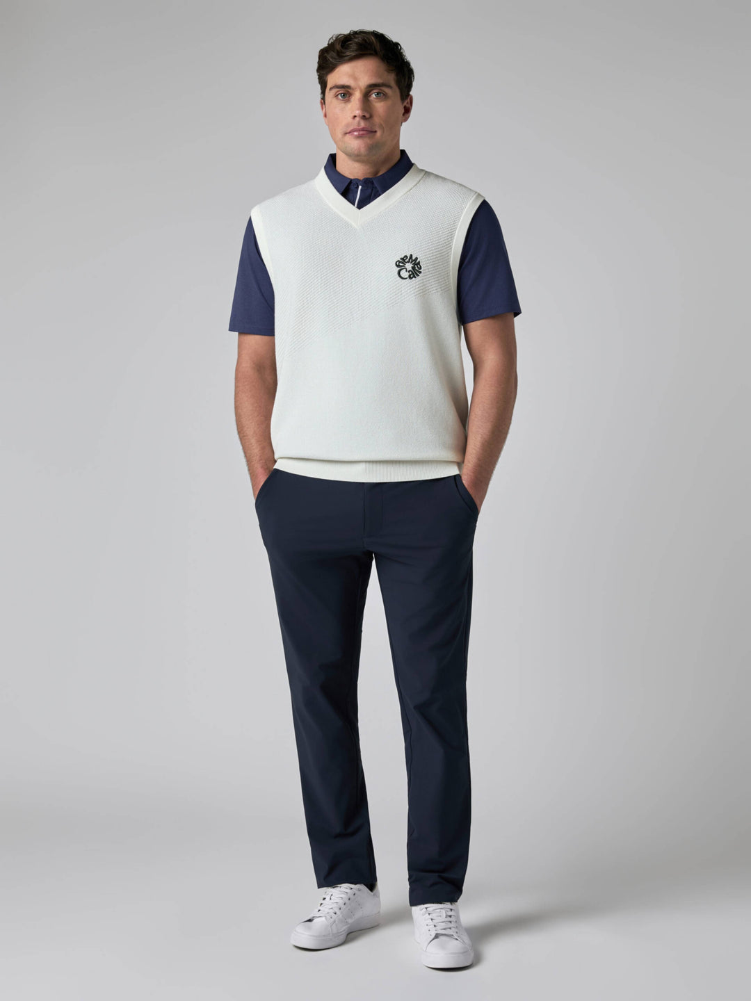 Callaway Legacy Collection™ Mens Mixed Texture Golf Vest-Vests-Bright White-S-Callaway