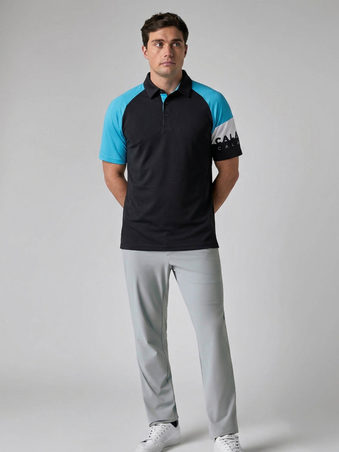 Callaway Legacy Collection™ Mens Split Logo Sleeve Block Patterned Golf Polo-Polos-Callaway