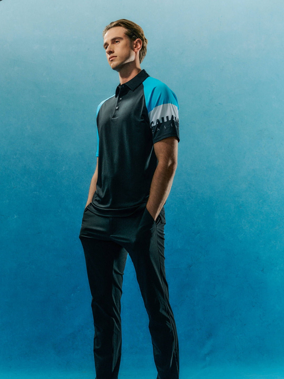 Callaway Legacy Collection™ Mens Split Logo Sleeve Block Patterned Golf Polo-Polos-Callaway