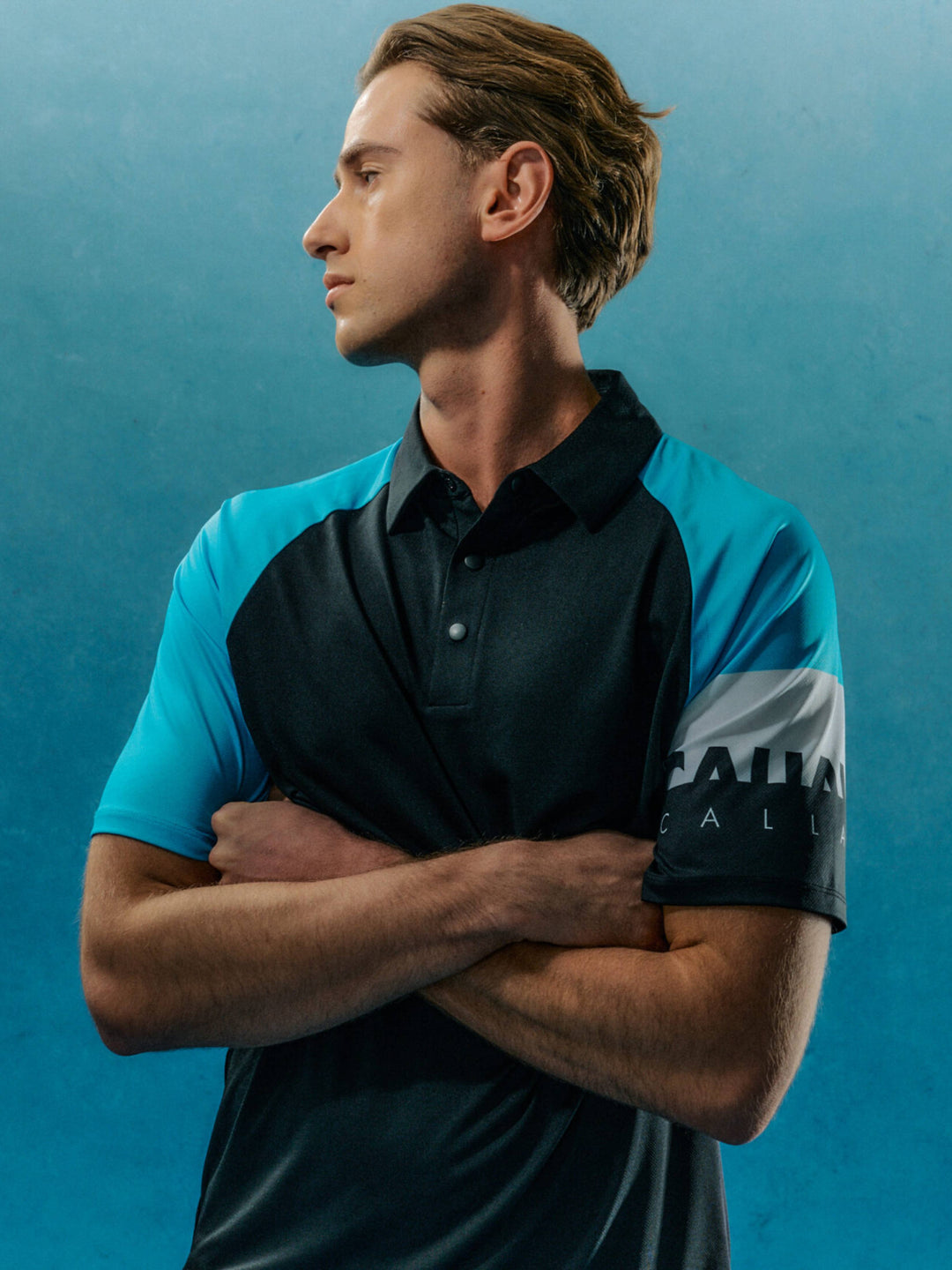 Callaway Legacy Collection™ Mens Split Logo Sleeve Block Patterned Golf Polo-Polos-Callaway