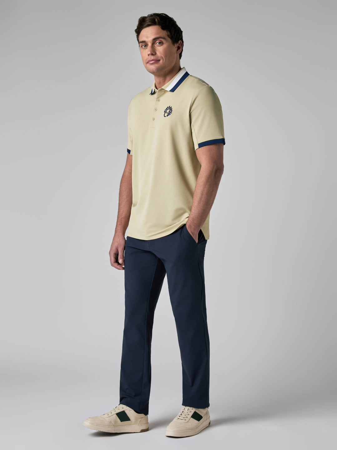 Callaway Legacy Collection™ Mens Striped Colorblock Ribbed Collar Golf Polo-Polos-Callaway