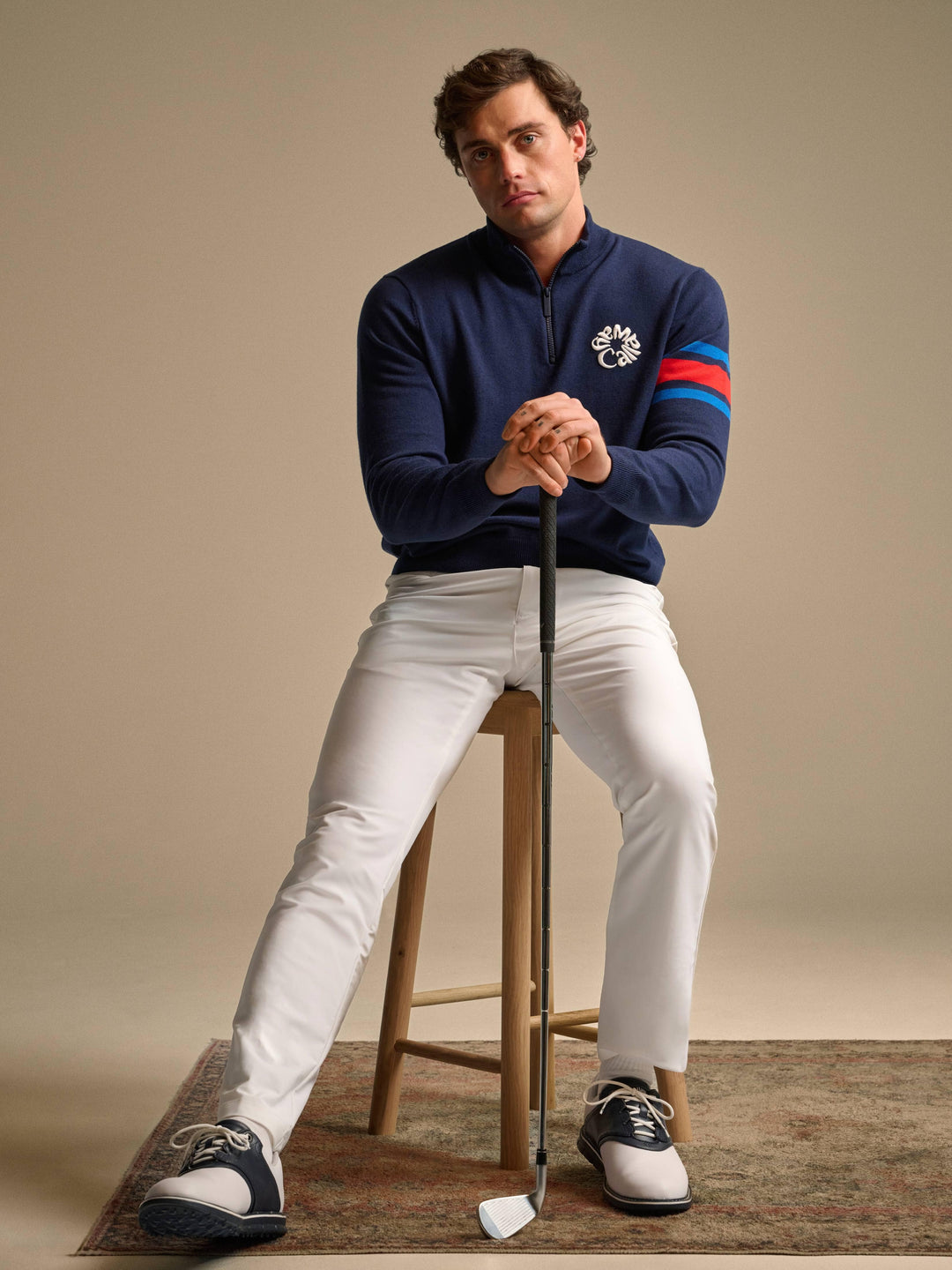 Callaway Legacy Collection™ Mens Triple Track Blocked Sleeve 1/4 Zip Golf Sweater-Sweaters-Callaway