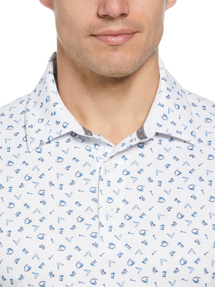 Drive Print Golf Polo (Bright White) 