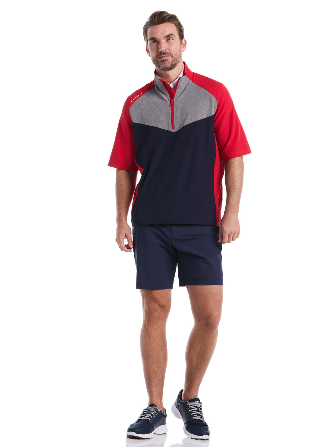 Mens 1/2 Zip Wind Jacket (Tango Red) 