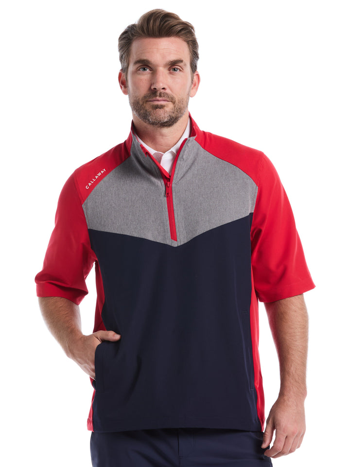 Mens 1/2 Zip Wind Jacket (Tango Red) 