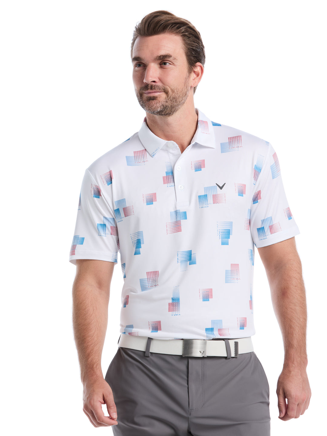 Big & Tall 8 Essential Clubs Print Polo (Bright White) 