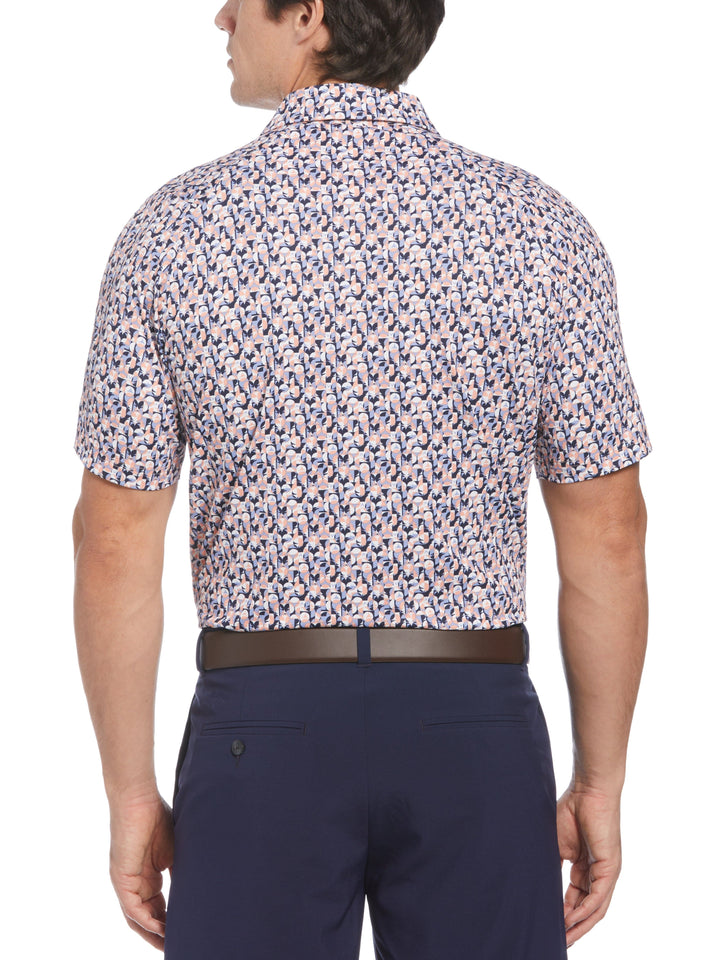 Abstract Golf Ball Print Golf Polo (Peach) 