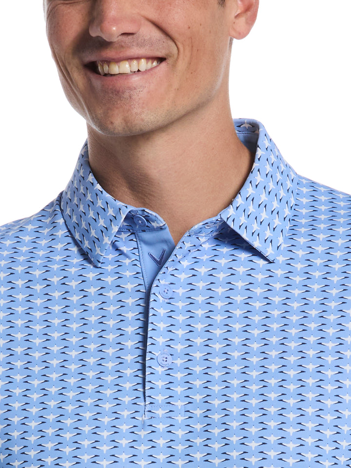 Albatross Geo Print Golf Polo (Vista Blue) 