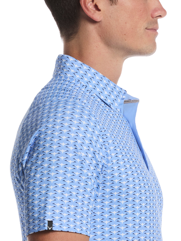 Albatross Geo Print Golf Polo (Vista Blue) 