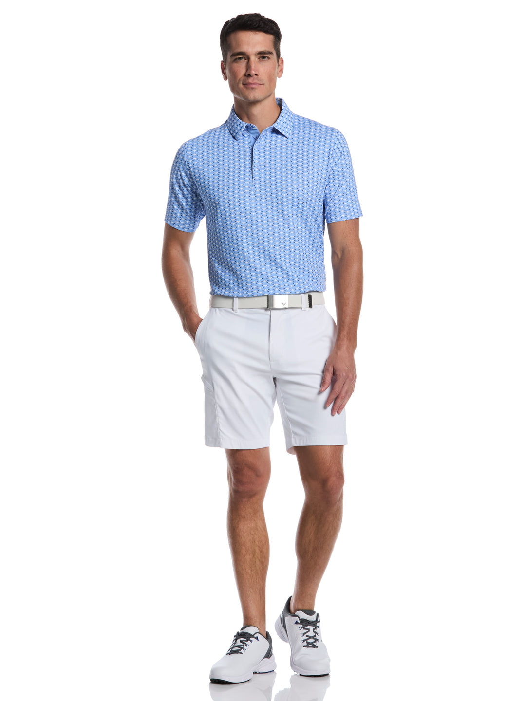 Albatross Geo Print Golf Polo (Vista Blue) 