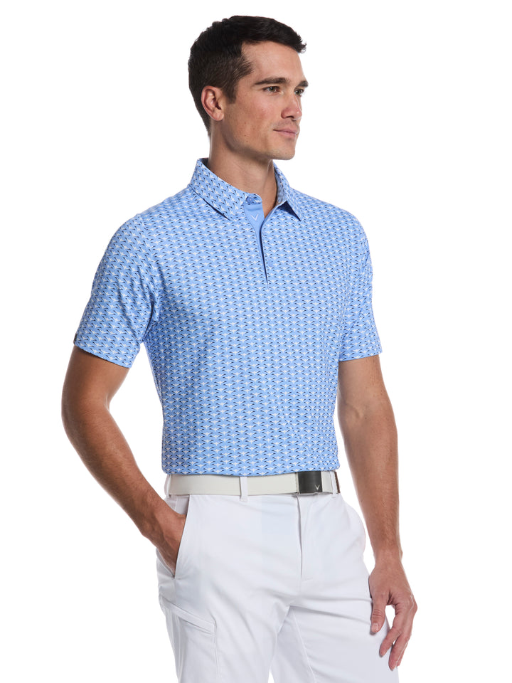 Albatross Geo Print Golf Polo (Vista Blue) 