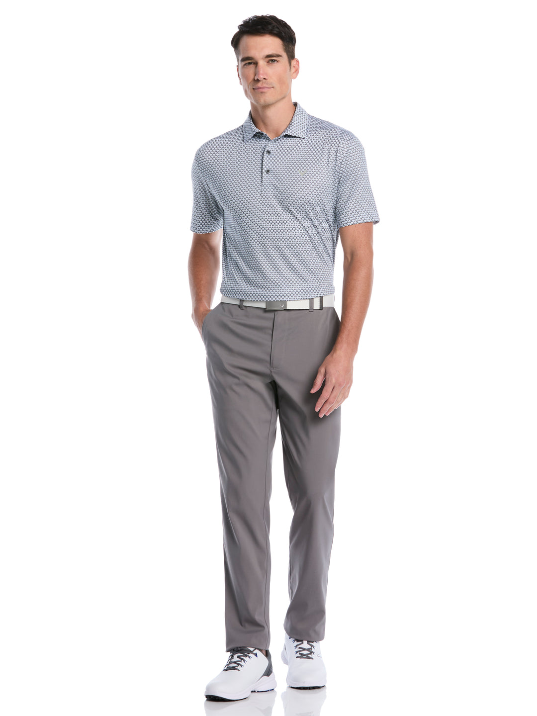 All Gradient Chevron Print Golf Polo (Caviar) 