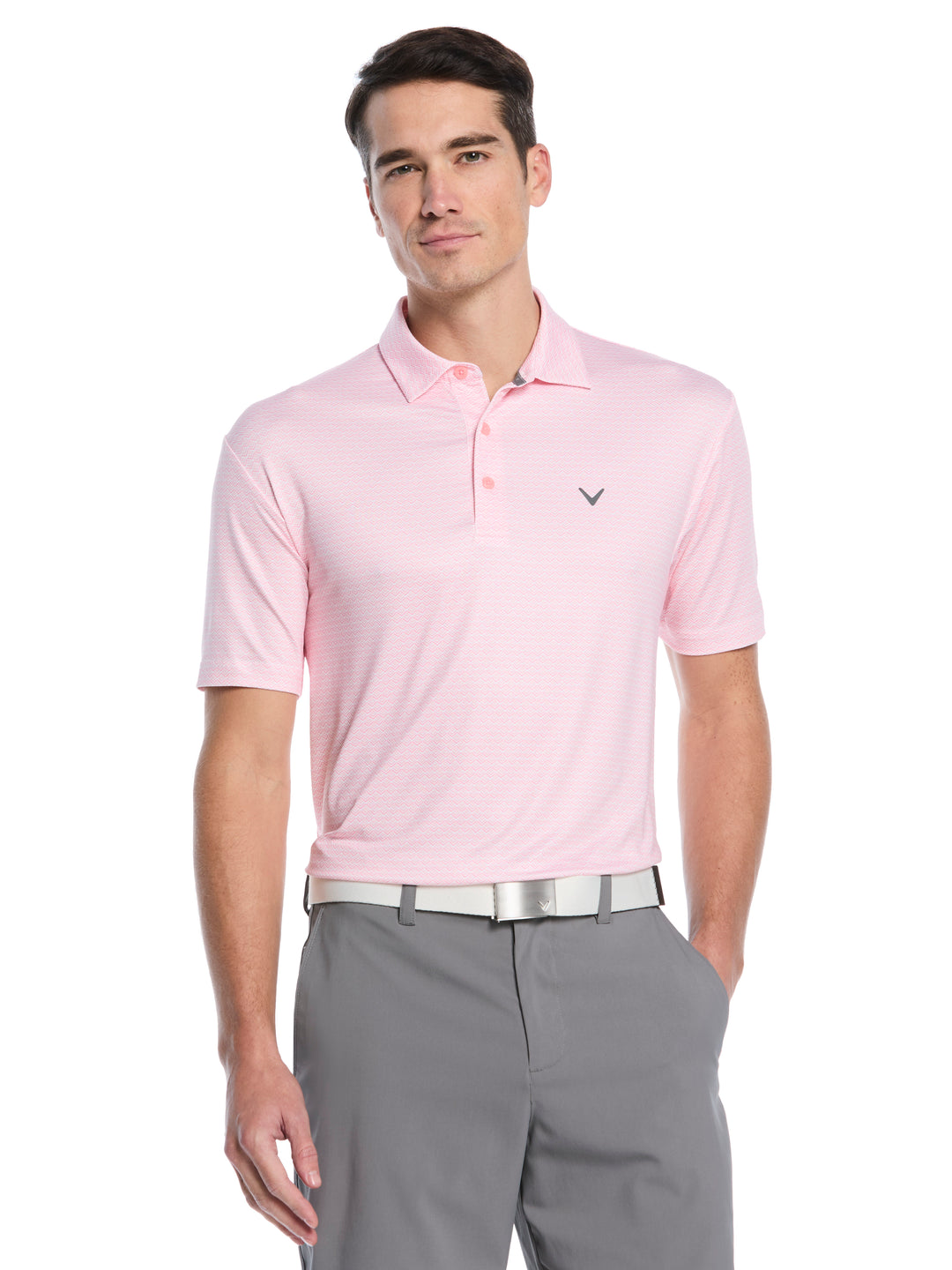 All Gradient Chevron Print Golf Polo (Dianthus) 