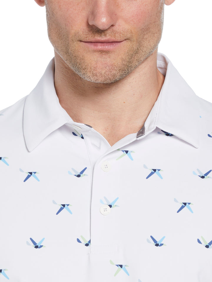 Mens All Over Birdie Print Polo (Bright White) 