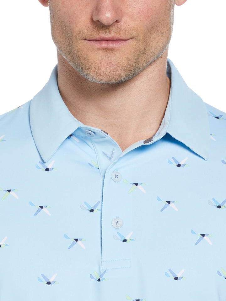 Mens All Over Birdie Print Polo (Arctic  Paradise) 