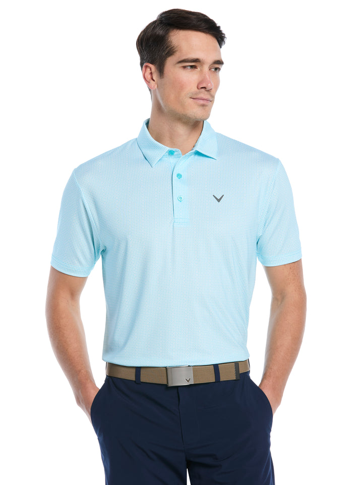 All Over Chev Foulard Print Golf Polo (Blue Curacao) 