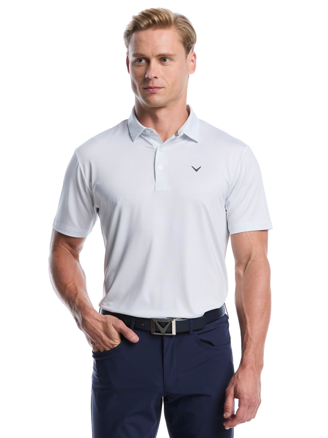 All Over Chev Foulard Print Golf Polo (Bright White) 
