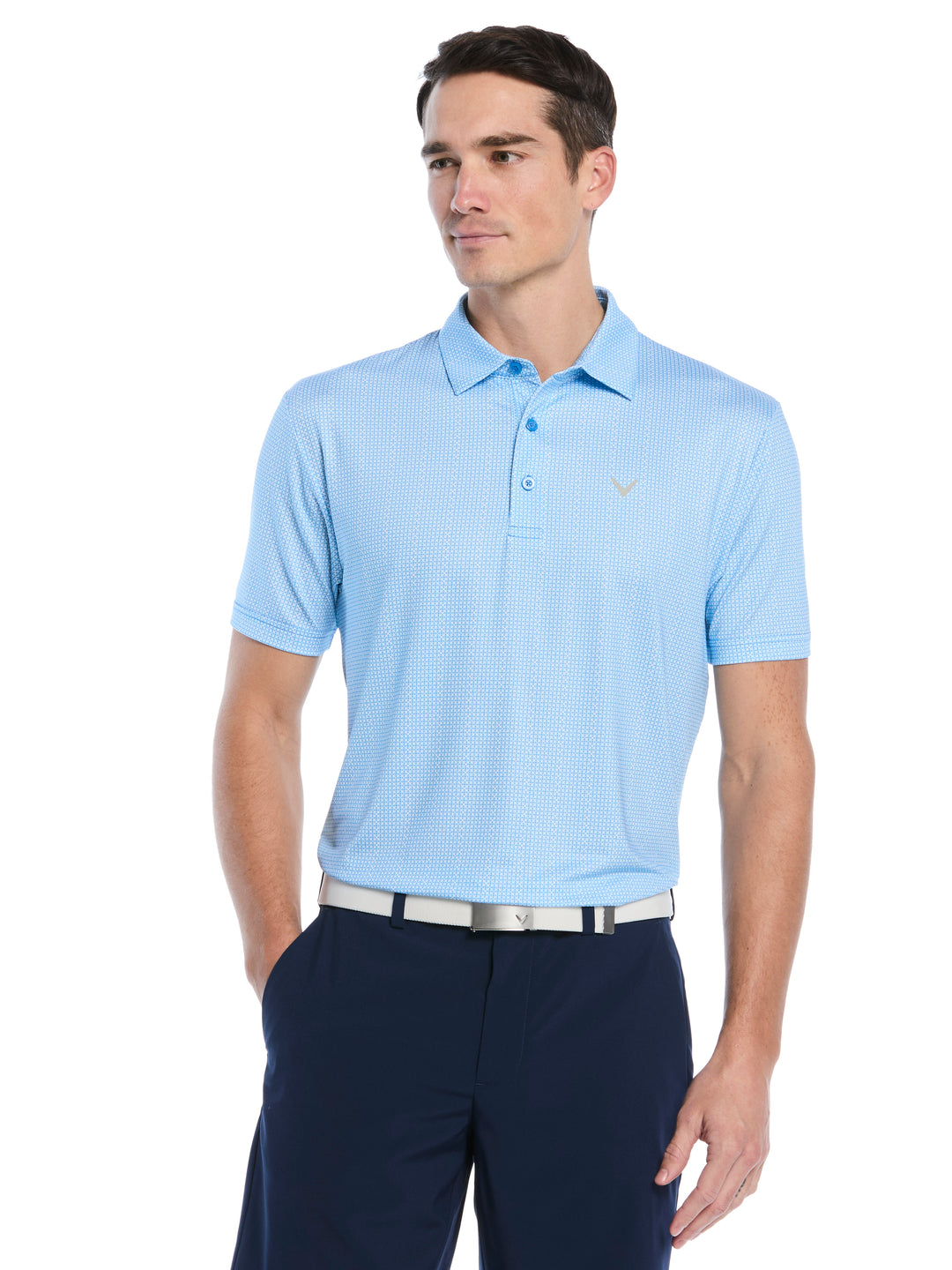 All Over Chev Foulard Print Golf Polo (Brilliant Blue) 