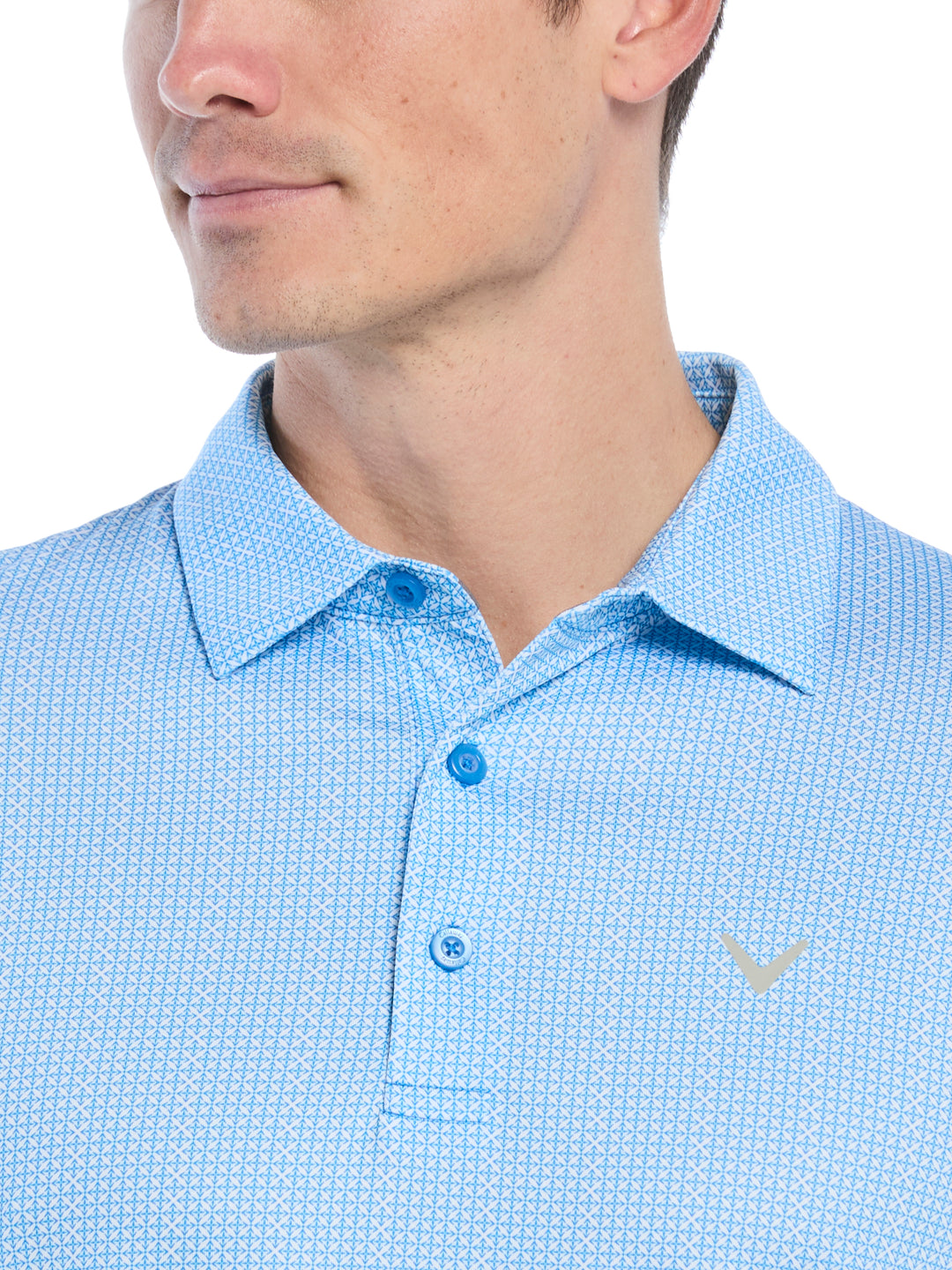 All Over Chev Foulard Print Golf Polo (Brilliant Blue) 